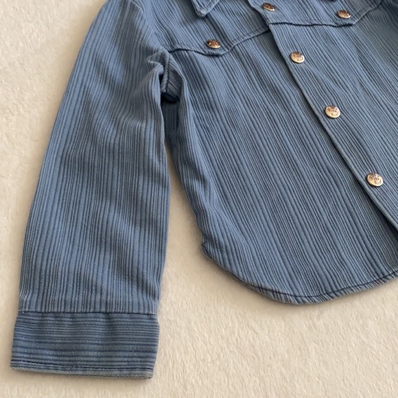 {VTG} Billy the Kid | Permanent Press Retro Snap Button Front Western Shirt Blue - Picture 6 of 16